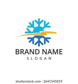 Air Conditioning Logo, HVAC Logo Concept with Fire Heating Cooling Snowflake Conditioning with bolt symbol