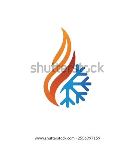 Air Conditioning Logo, HVAC Logo Concept with Fire Heating Cooling Snowflake Conditioning symbol
