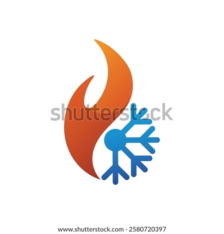 Air Conditioning Logo, HVAC Logo Concept with Fire Heating Cooling Snowflake Conditioning symbol