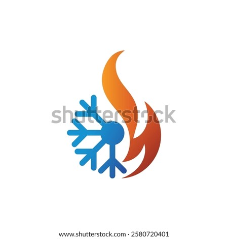 Air Conditioning Logo, HVAC Logo Concept with Fire Heating Cooling Snowflake Conditioning symbol