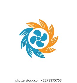 Air conditioning logo, ventilation system symbol