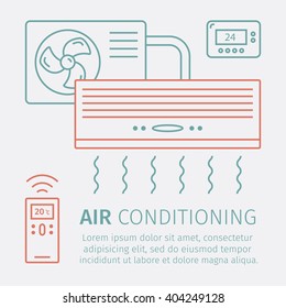 Air Conditioning Modern icon with remote controller. Vector illustration.