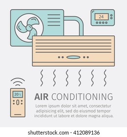 Air Conditioning Modern icon with remote controller. Vector illustration.