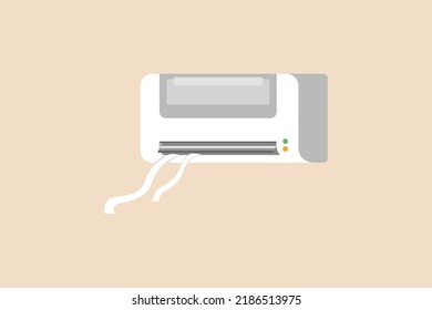 Air conditioning on the wall. Electronic modern appliance concept. Colored flat graphic vector illustration isolated.