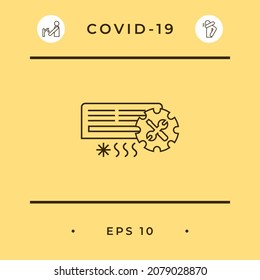Air conditioning - recovery and service. With screwdriver and wrench symbols in gear wheel symbol. Element for your design.