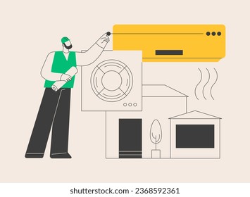 Air conditioning and refrigeration services abstract concept vector illustration. Installation, repair and maintenance of air conditioners, climate control systems equipment abstract metaphor.