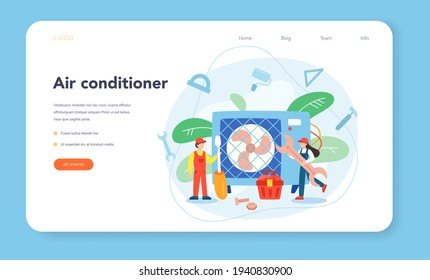 Air conditioning repair and mounting service web banner or landing page