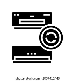 air conditioning replacement glyph icon vector. air conditioning replacement sign. isolated contour symbol black illustration