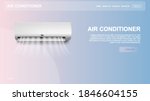 Air conditioning sale web banner or landing page. Installing conditioner. Webpage Online shop. Isolated vector illustration