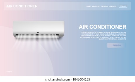 Air conditioning sale web banner or landing page. Installing conditioner. Webpage Online shop. Isolated vector illustration