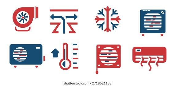 air conditioning set vector icons