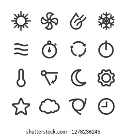 Air conditioning simple lines icon set