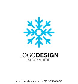Diseño del logotipo del aire acondicionado y copo de nieve