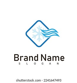 Air conditioning and snowflake with twist, logo template. Construction, repair and installation of air conditioners, vector design, illustration