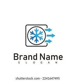 Klimaanlage und Schneeflocken mit Twist, Logo-Vorlage. Bau, Reparatur und Installation von Klimaanlagen, Vektordesign, Illustration