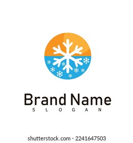 Air conditioning and snowflake with twist, logo template. Construction, repair and installation of air conditioners, vector design, illustration