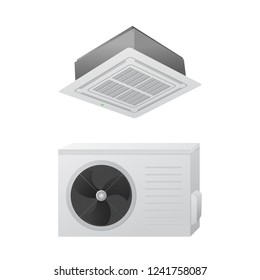 The air conditioning split system. Vector illustration. The concept of a comfortable climate in home. HVAC. Ceiling Cassette.