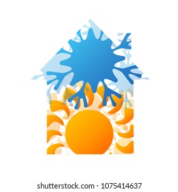 Air conditioning sun and snowflake for home design