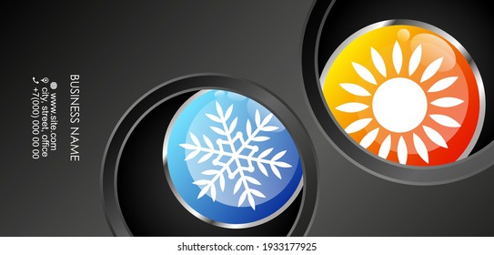 Air conditioning sun warmth and snowflake cooling unique business card