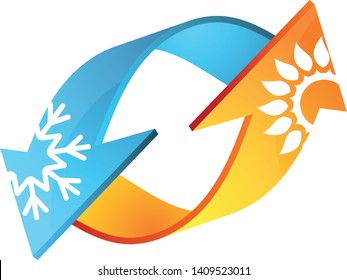 Air conditioning symbol for business arrows sun and snowflake