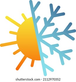 Air conditioning symbol. Snowflake cooling and sun heating sign for business