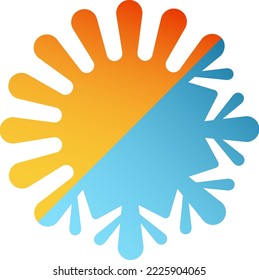 Símbolo de aire acondicionado, sol y copo de nieve