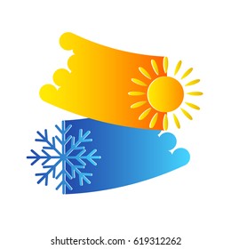 Air conditioning system, sun and snowflake
