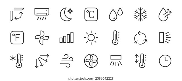 Air Conditioning thin line icons. air conditioning symbols. Air conditioner icon. Vector