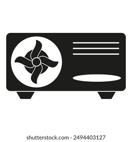 Air conditioning unit. Black and white. Fan and vent. Vector illustration.