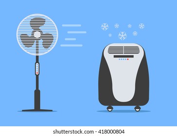 Air conditioning vector, Fan vector, Floor air conditioners like a penguin, conditioner