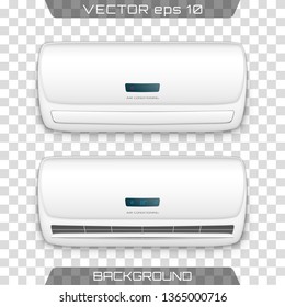 Air conditioning vector on transparent background. Realistic conditioning with remote controller.