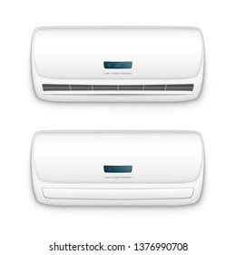 Air conditioning vector on transparent background. Realistic conditioning with remote controller.