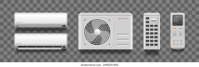 Air conditioning vector realistic set