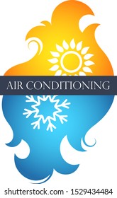 Air conditioning and ventilation abstract symbol sun and snowflake