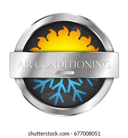 Air conditioning and ventilation symbol of sun and snowflake