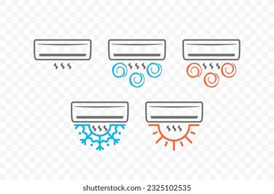 Klimaanlage mit Wellen von Kälte und warmer Luft, um die Temperatur und das Klima im Logo des Zimmers zu kontrollieren. Bewahrung von komfortablen Luftparametern, Temperatur und Feuchtigkeit im Haus Vektor
