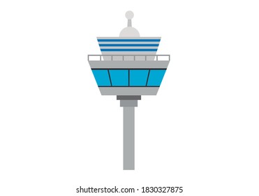 Air Control Of An Airport On White Background.