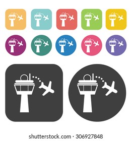 air control tower icons set. Vector Illustration eps10
