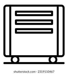 Luftkonvektorsymbol Umriss-Vektorgrafik. Wärmer Heizkörper. Elektroheizung