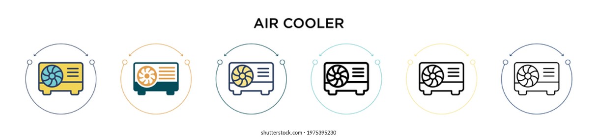 Air cooler icon in filled, thin line, outline and stroke style. Vector illustration of two colored and black air cooler vector icons designs can be used for mobile, ui, web