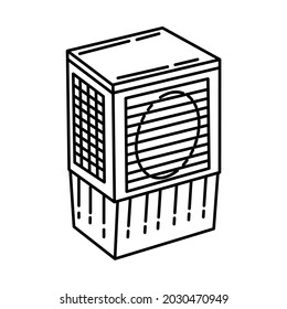 Air Cooler for Party Equipment Device Hand Drawn Icon Set Vector.