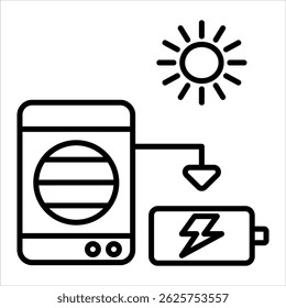 Air Cooler Solar Icon. Simple Vector Outline Illustration