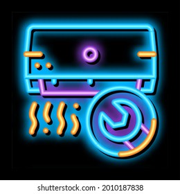 Air Cooling Conditioner neon light sign vector. Glowing bright icon transparent symbol illustration