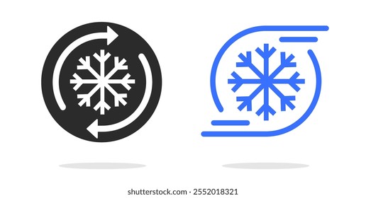 ícone de resfriamento de ar vetor conjunto gráfico simples, ventilador congelador fluxo de ar turbo circulação símbolo logotipo símbolo, refrigerante ou condicionador mantendo frio ui linha traço contorno arte imagem clip art