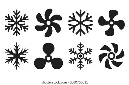 Air cooling vector icons set isolated on white background