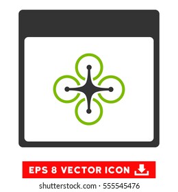 Air Copter Calendar Page icon. Vector EPS illustration style is flat iconic bicolor symbol, eco green and gray colors.