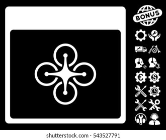 Air Copter Calendar Page pictograph with bonus options clip art. Vector illustration style is flat iconic symbols, white, black background.