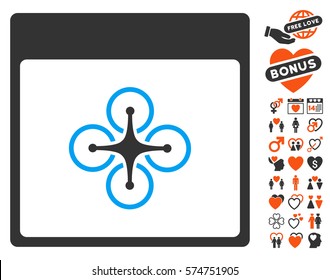 Air Copter Calendar Page pictograph with bonus dating pictures. Vector illustration style is flat iconic symbols for web design, app user interfaces.