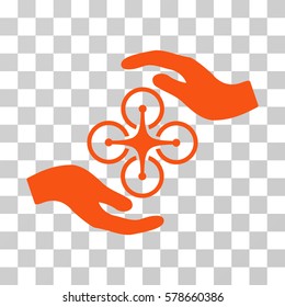 Air Copter Care Hands icon. Vector illustration style is flat iconic symbol, orange color, transparent background. Designed for web and software interfaces.