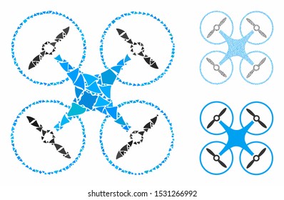 Air copter composition of humpy items in different sizes and color tones, based on air copter icon. Vector tuberous items are united into collage. Air copter icons collage with dotted pattern.